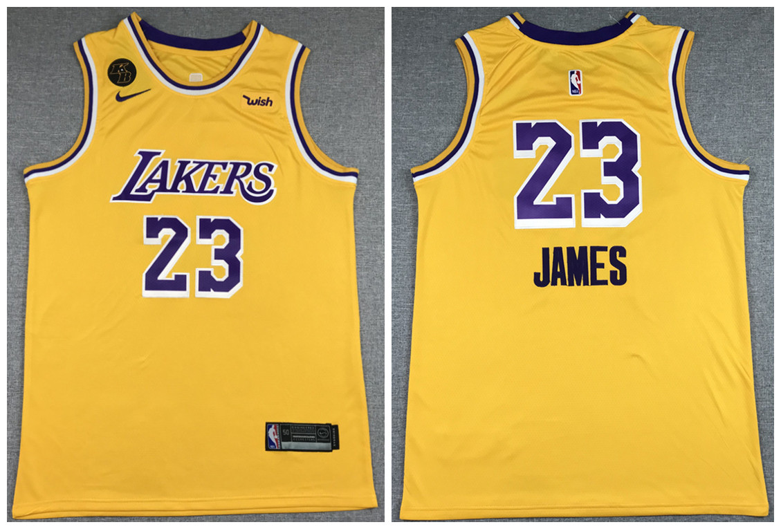 Men's Los Angeles Lakers #23 LeBron James Yellow NBA Stitched Jersey Men's Los Angeles Lakers #23 LeBron James Yellow NBA Stitched Jersey